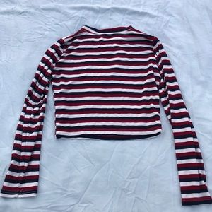 Striped neck crop top